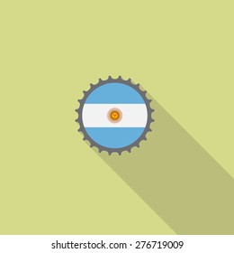 Argentina bottle cap flat icon with long shadow. Vector illustration EPS10