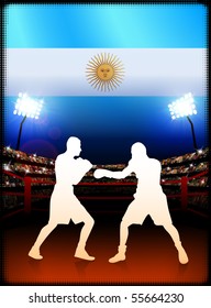 Argentina Boxing Event with Stadium Background and Flag Original Illustration