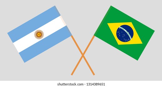 Argentina and Brazil. The Argentinean and Brazilian flags. Official colors. Correct proportion. Vector illustration