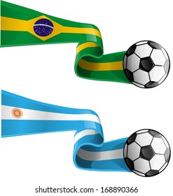 argentina & brazil flag with soccer ball