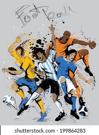 Argentina, Brazil, Holland, France Soccer team, player (Vector Art)