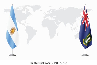 Argentina and British Virgin Islands flags for official meeting against background of world map.