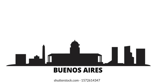 Argentina, Buenos Aires City city skyline isolated vector illustration. Argentina, Buenos Aires City travel black cityscape