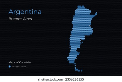 Argentina, Buenos Aires. Maps of Countries. Hexagon Series. Creative vector maps. South America