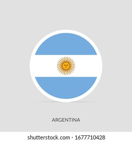 Argentina button flag icon with shadow, Round flag icon.