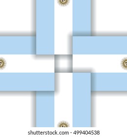 Argentina - Checkered seamless pattern of the flags with shadows. The qualitative study of the shadows. Vector illustration for a patriotic background.