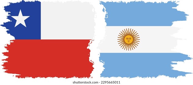 Argentina and Chile grunge flags connection, vector