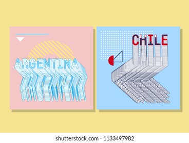 Argentina and Chile templates. Set of posts - typography and countries.