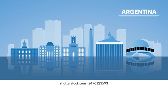 Argentina cityscape with reflection vector illustration