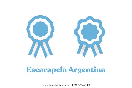 Argentina cockade. Badge with ribbons, rosette. argentinian flag colors. Vector illustration