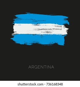 Argentina colorful brush strokes painted national country flag icon. Painted texture.