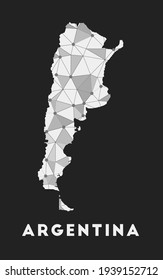Argentina - communication network map of country. Argentina trendy geometric design on dark background. Technology, internet, network, telecommunication concept. Vector illustration.