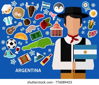 Argentina concept background .Flat icons