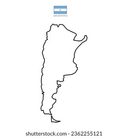 Argentinische Umrisskarte mit farbiger Flagge. Hintergrundplan für 10