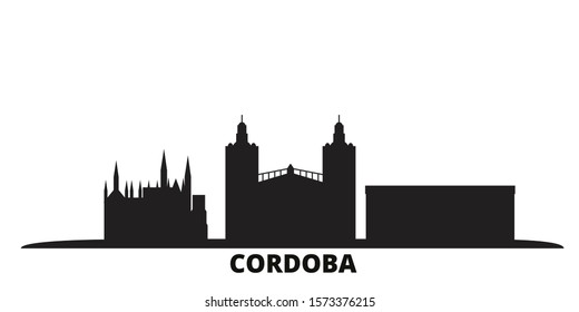 Argentina, Cordoba city skyline isolated vector illustration. Argentina, Cordoba travel black cityscape