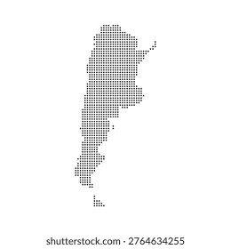 Argentina country dotted map. Black spot pixel illustration isolated on white background. Vector circle mosaic