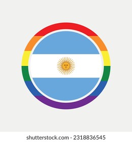 Argentina country flag circle - lgbt flag graphic element Illustration template design
