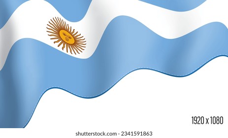 Argentina country flag realistic independence day background. Argentina commonwealth banner in motion waving, fluttering in wind. Festive patriotic HD format template for independence day