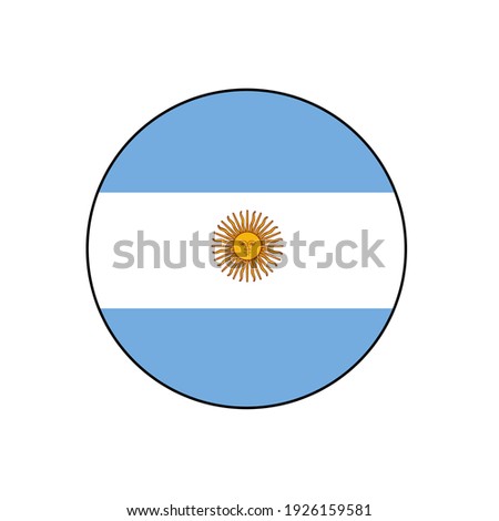 Argentina country flag vector push button circle with authentic colors for South America or Amazon concepts. 