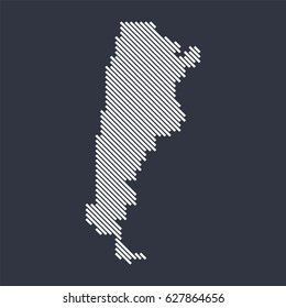 Argentina country map made from angled white lines
