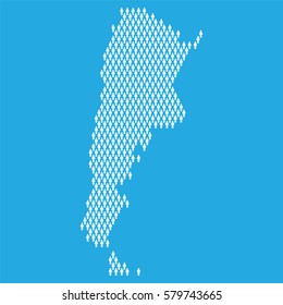 Argentina country map made up of people icons. Population concept
