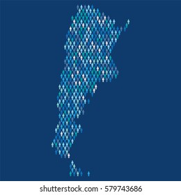 Argentina country map made up of people icons. Population concept
