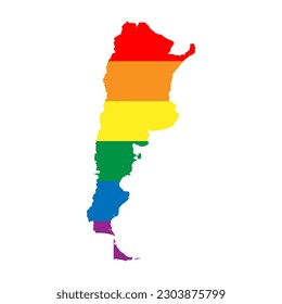 Argentina country silhouette. Country map silhouette in rainbow colors of LGBT flag.