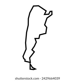 Argentina country thick black outline silhouette. Simplified map. Vector icon isolated on white background.