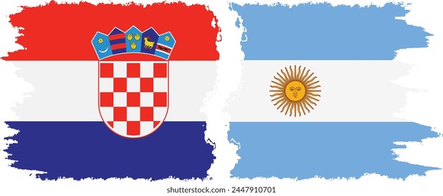 Argentina and Croatia grunge flags connection, vector