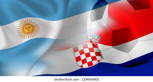 Argentina Croatia national flag soccer ball
