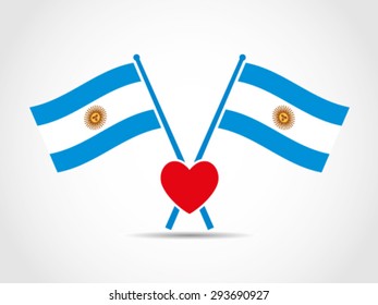 Argentina Crossed Flags Emblem Love