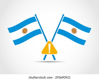 Argentina Crossed Flags Emblem Warning Alert