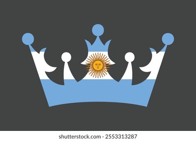 Forma da coroa Argentina com bandeira, Bandeira da Argentina símbolo nacional ilustração Vetor, Retângulo Argentina bandeira ilustração, Vetor plano ilustração
