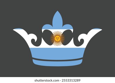 Forma da coroa Argentina com bandeira, Bandeira da Argentina símbolo nacional ilustração Vetor, Retângulo Argentina bandeira ilustração, Vetor plano ilustração
