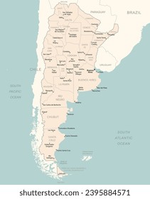Argentina - detailed map with administrative divisions country. Vector illustration