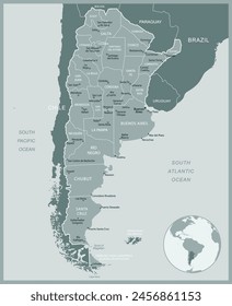 Argentina - detailed map with administrative divisions country. Vector illustration