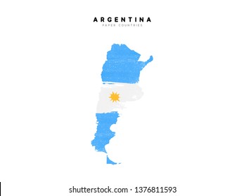 Argentina detailed map with flag of country. Painted in watercolor paint colors in the national flag.