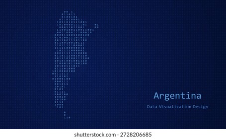 Argentinien Digitale Karte mit Einsen und Nullen für Datenvisualisierung Design gebildet
