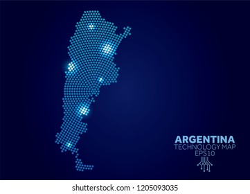 Argentina dotted technology map. Modern data communication concept