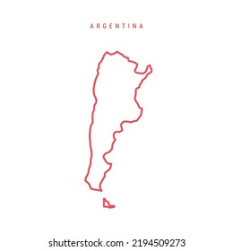 Argentinien bearbeitbare Rahmenkarte. Argentinische rote Grenze. Ländername. Passen Sie das Zeilengewicht an. Wechseln Sie zu einer beliebigen Farbe. Vektorgrafik.