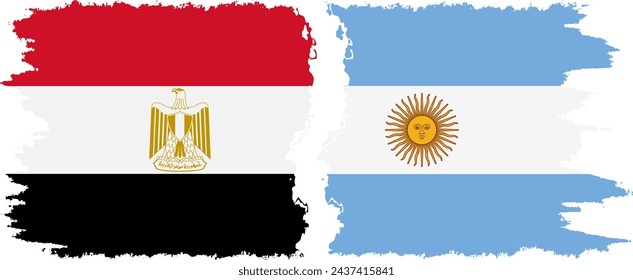 Argentina and Egypt grunge flags connection, vector