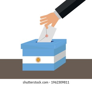 Argentina Elections Vote Box Vector Work. People voting.