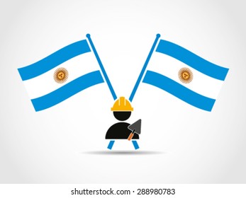 Argentina Emblem Crossed Flags Builder Labor