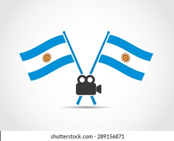 Argentina Emblem Crossed Flags Camera Digital Video Movie Industry