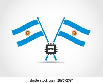 Argentina Emblem Crossed Flags Chip