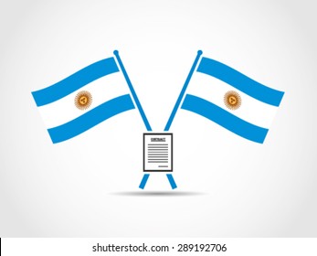 Argentina Emblem Crossed Flags Contract Agreement