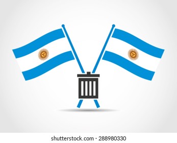 Argentina Emblem Crossed Flags Dump Trash Garbage Organizer