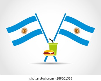Argentina Emblem Crossed Flags Fast Food Corner Restaurant