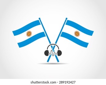 Argentina Emblem Crossed Flags Headset