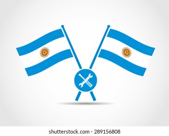 Argentina Emblem Crossed Flags Tool Garage Service